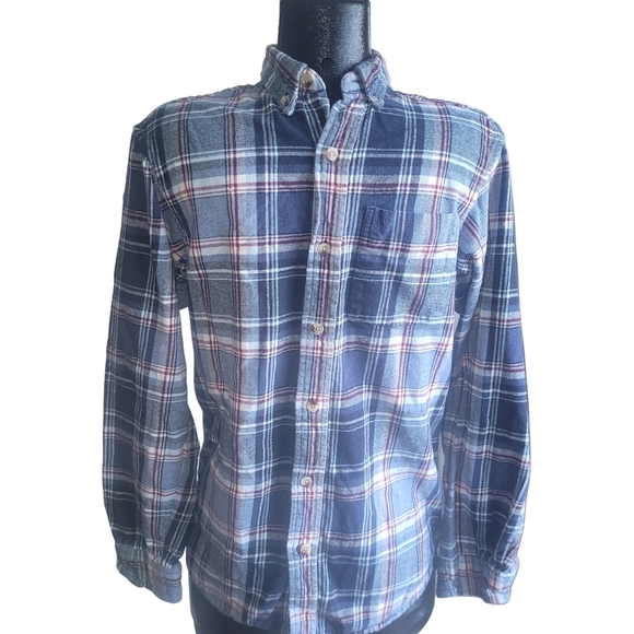 Blue & red plaid check flannel shirt Sz.S - Picture 1 of 5